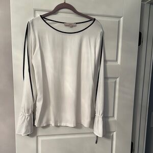 LOFT Cream Relaxed Ruched Blouse